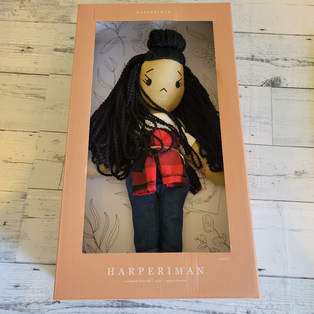 NWT HARPERIMAN DOLL FRANKIE HANDMADE LINEN 14" AGES 3+ HOLIDAY BIRTHDAY GIFTS